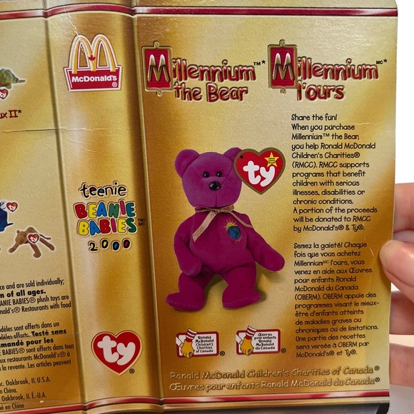 Vintage Y2K 2000s Millennium The Bear TY Beanie Baby Small Purple World Plush - Picture 11 of 11